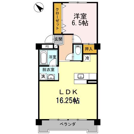 野本ハイツ駅西(1LDK/2階)の間取り写真