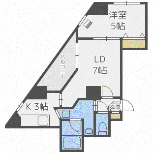 第10北海マンション(1LDK/7階)の間取り写真