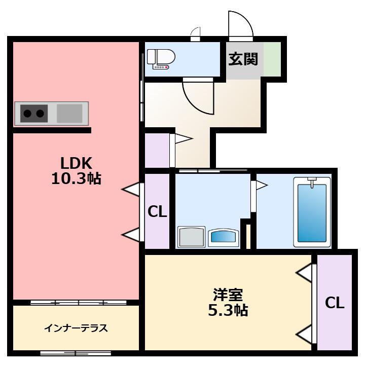 アムグラースI(1LDK/1階)の間取り写真