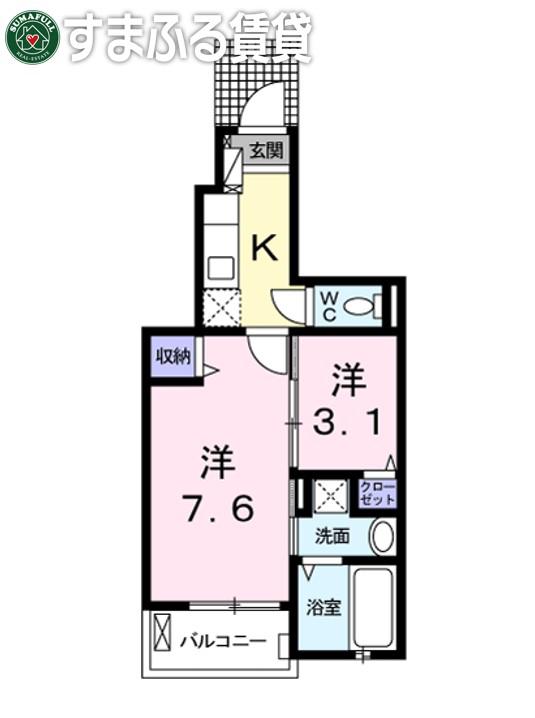 ツバキハイツ(1SK/1階)の間取り写真