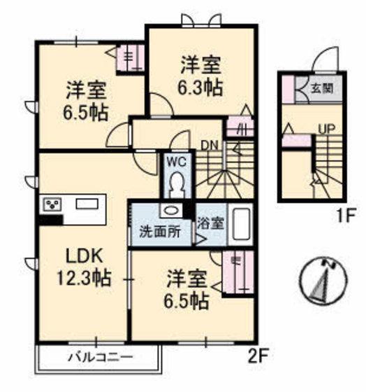 シャルマンS(3LDK/2階)の間取り写真