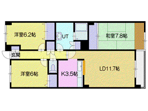 スカイヒルズ末広8(3LDK/1階)の間取り写真