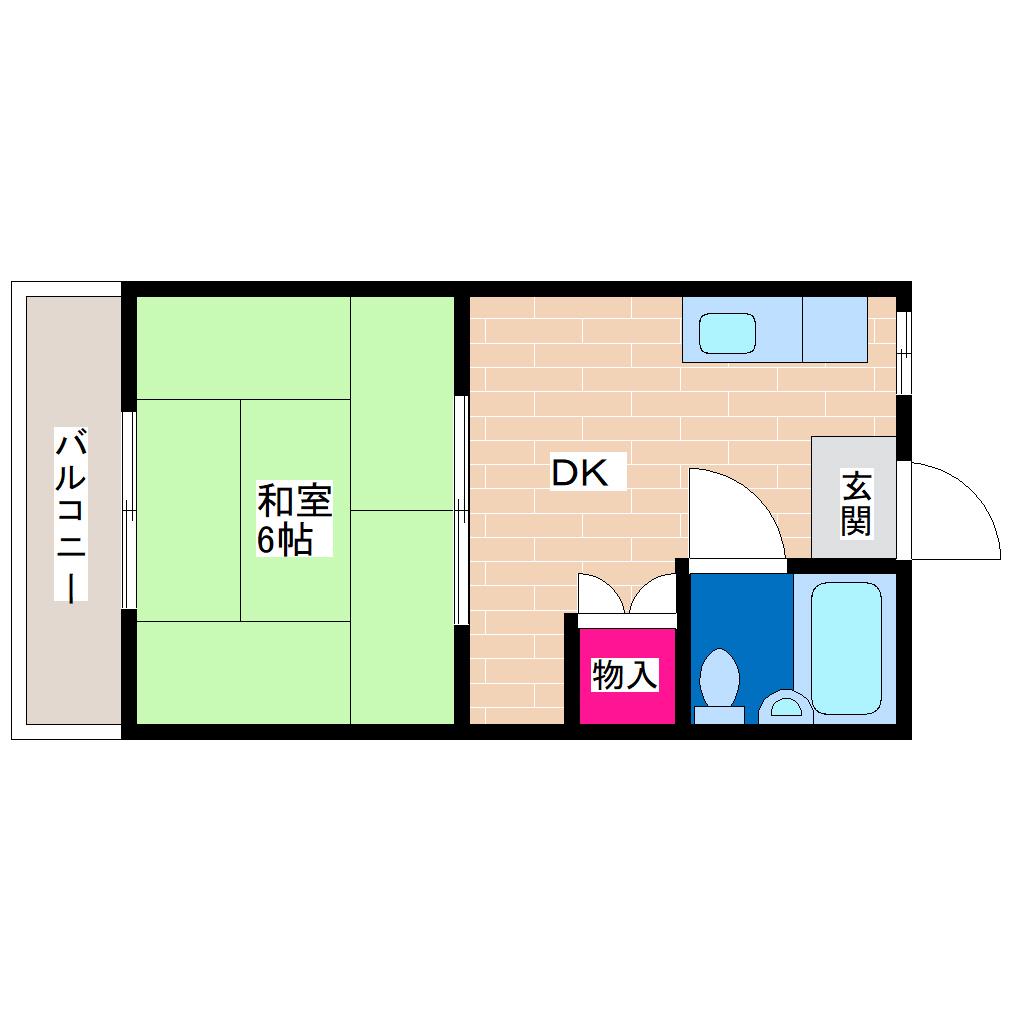 マンション太平6号館(1DK/3階)の間取り写真