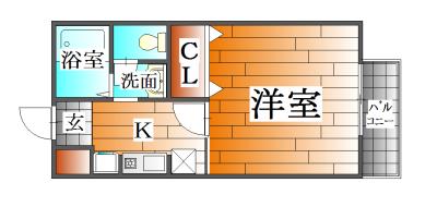 メゾクレール・ナカモトA(1K/2階)の間取り写真