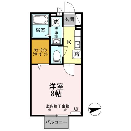 ソレイユ東野(1K/1階)の間取り写真