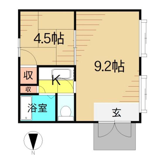 フローラーハイツ国分(1LDK/1階)の間取り写真