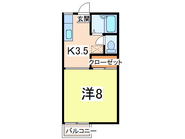セヌマコーポ(1K/2階)の間取り写真