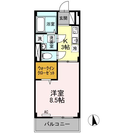 LILY(1K/3階)の間取り写真