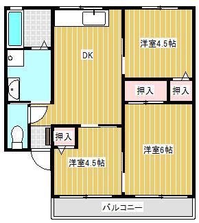 サニーハウス(3DK/2階)の間取り写真
