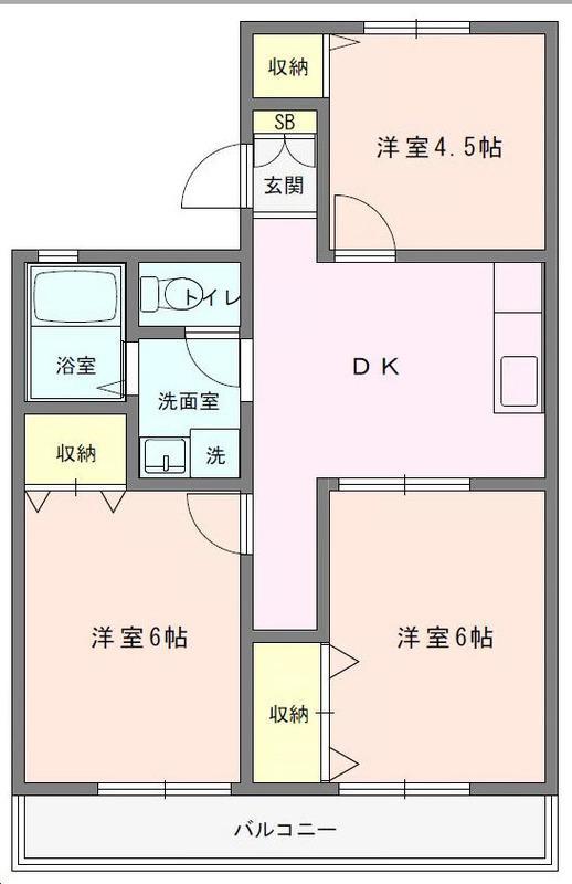 オリス鴻巣A(3DK/1階)の間取り写真