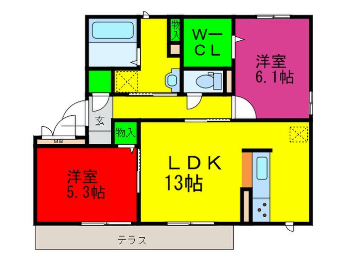 マーベラス(2LDK/1階)の間取り写真