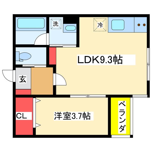 RIVER BANK(1LDK/3階)の間取り写真