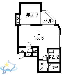 IBIZA中島公園(1LDK/3階)の間取り写真