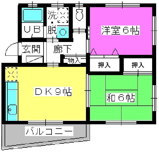 レジデンス沖(2LDK/4階)の間取り写真