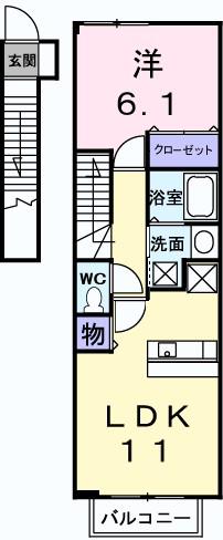 エクセルステージ12(1LDK/2階)の間取り写真
