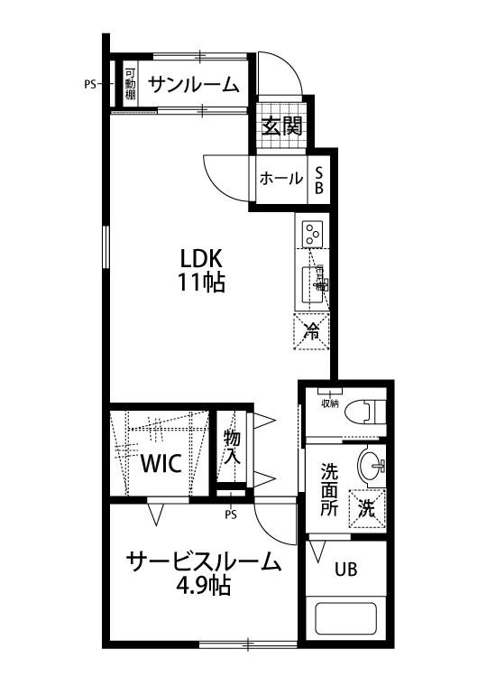 シアヴィータ寺地B棟(1LDK/1階)の間取り写真