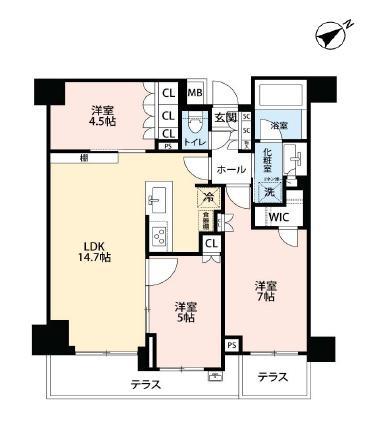 オープンレジデンシア代々木公園(3LDK/B1階)の間取り写真