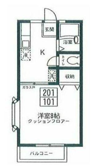 ブランシェIII(1K/2階)の間取り写真