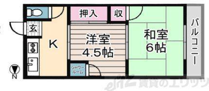 スピリッツハイム大桐(2K/1階)の間取り写真