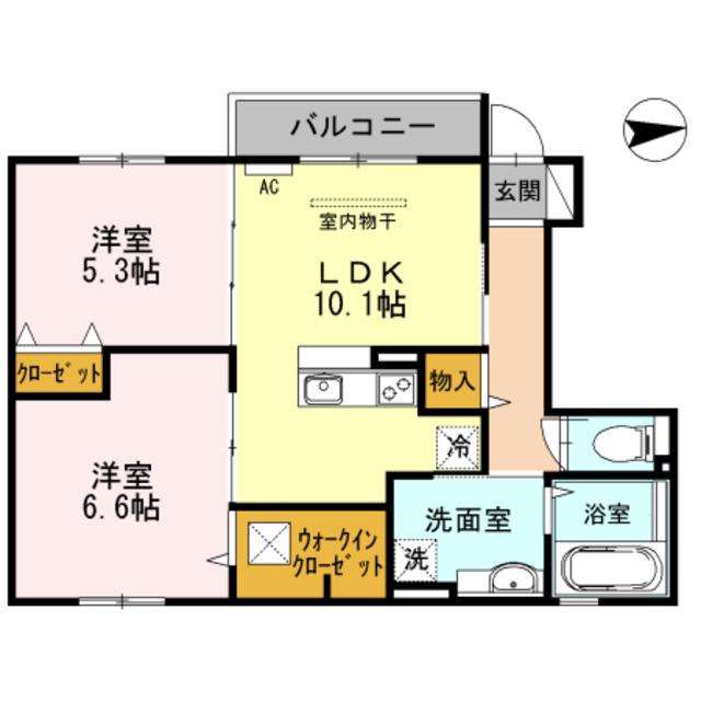 ル グランシャリオA棟(2LDK/1階)の間取り写真