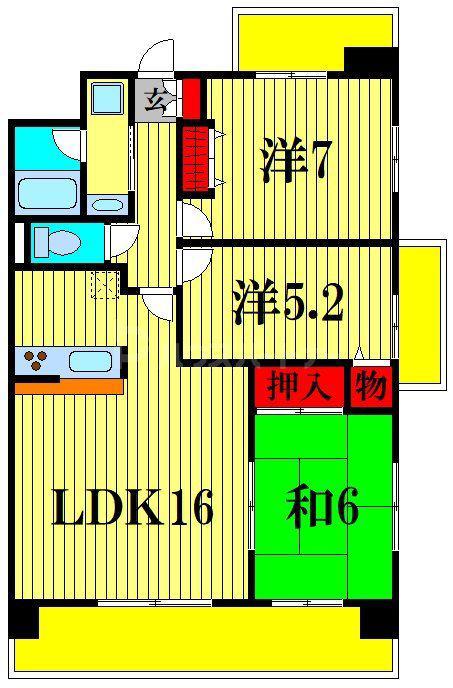 SUNPIER(3LDK/2階)の間取り写真