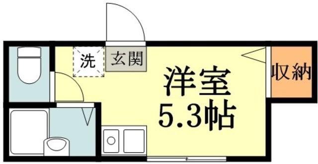マーベラス緑町I(ワンルーム/2階)の間取り写真