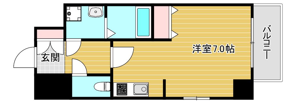 ジュネーゼグラン 弁天町(ワンルーム/9階)の間取り写真