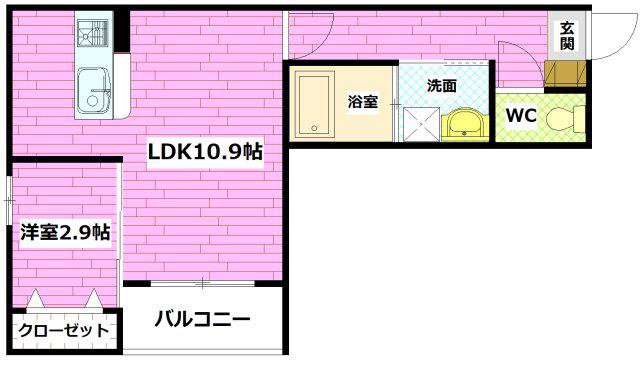 フォレスト青崎(1LDK/1階)の間取り写真