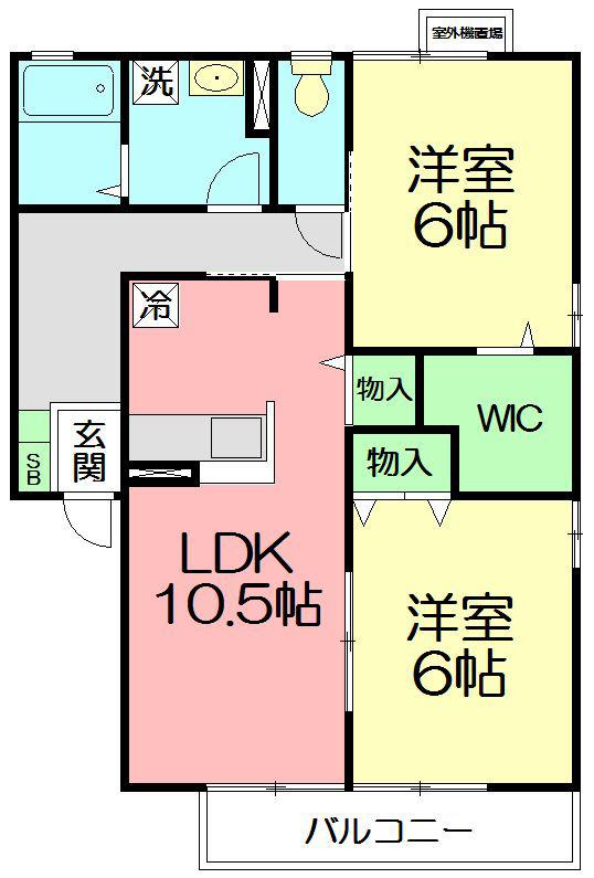 エトワール湘南ウエスト(2LDK/1階)の間取り写真