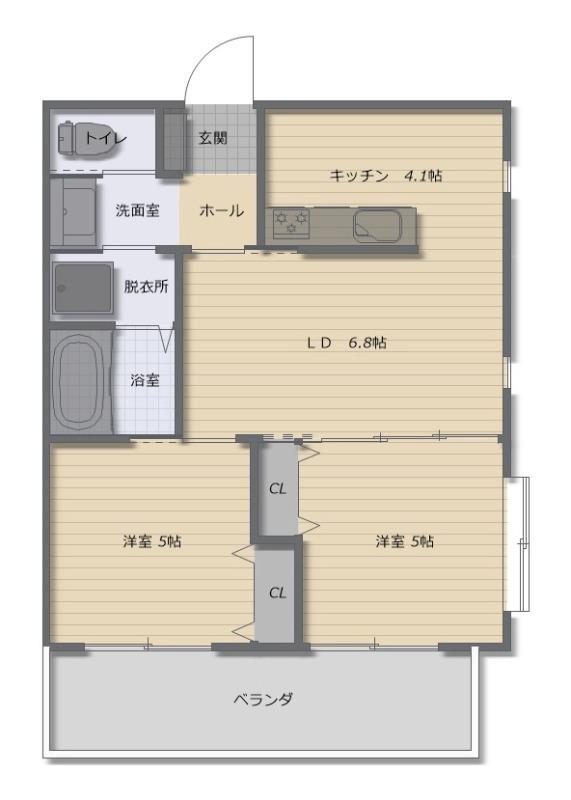 グリーンヒルカラテラス(2LDK/2階)の間取り写真