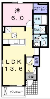 ストリングス・II(1LDK/1階)の間取り写真