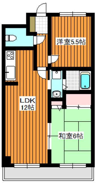 ロイヤルハイツ・ツカサ(2LDK/5階)の間取り写真