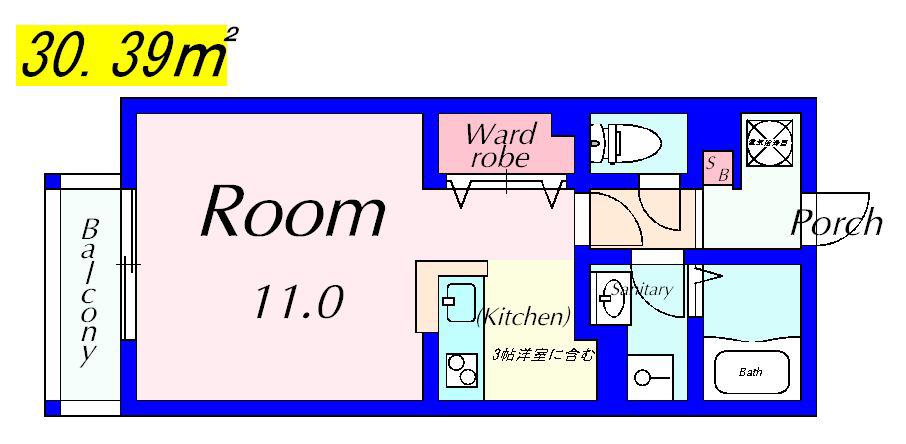 ベアグラス(ワンルーム/1階)の間取り写真