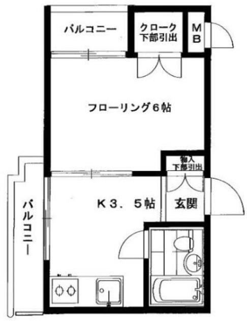 マック吉祥寺コート(1K/3階)の間取り写真