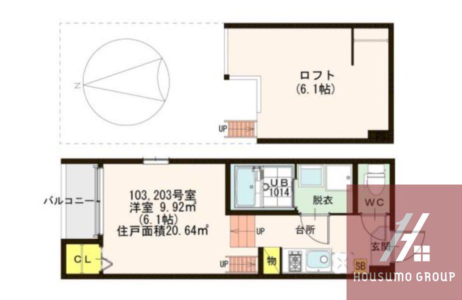 LA CLARTE(1K/2階)の間取り写真