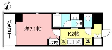 プライムメゾン初台(1K/7階)の間取り写真