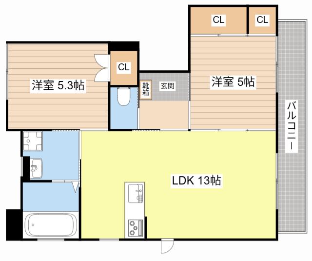 コンフォート弥高(2LDK/2階)の間取り写真