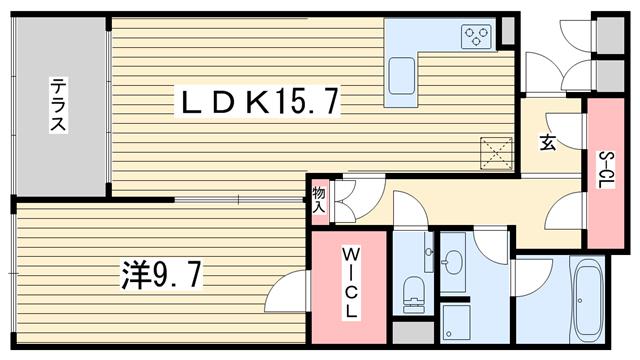 THE RESIDENCE 京都 東洞院四条(1LDK/1階)の間取り写真