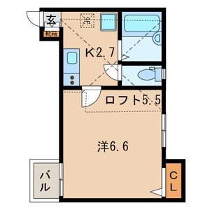 エメラルド2(1K/1階)の間取り写真