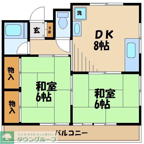 高橋コーポラス(2DK/1階)の間取り写真