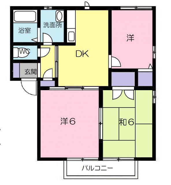 レガシーA(3DK/2階)の間取り写真