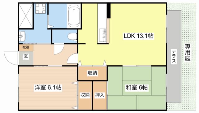 アルマ館III(2LDK/1階)の間取り写真