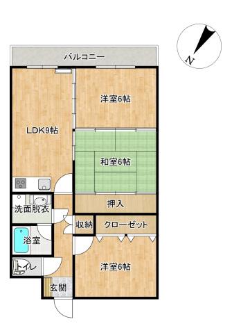マンション石坂(3LDK/4階)の間取り写真