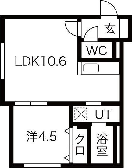 ALEGRIA発寒南 (1LDK/2階)の間取り写真