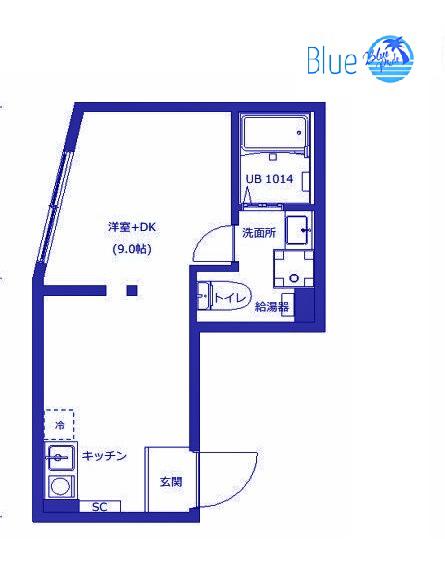 BASE三ツ沢下町(1DK/3階)の間取り写真