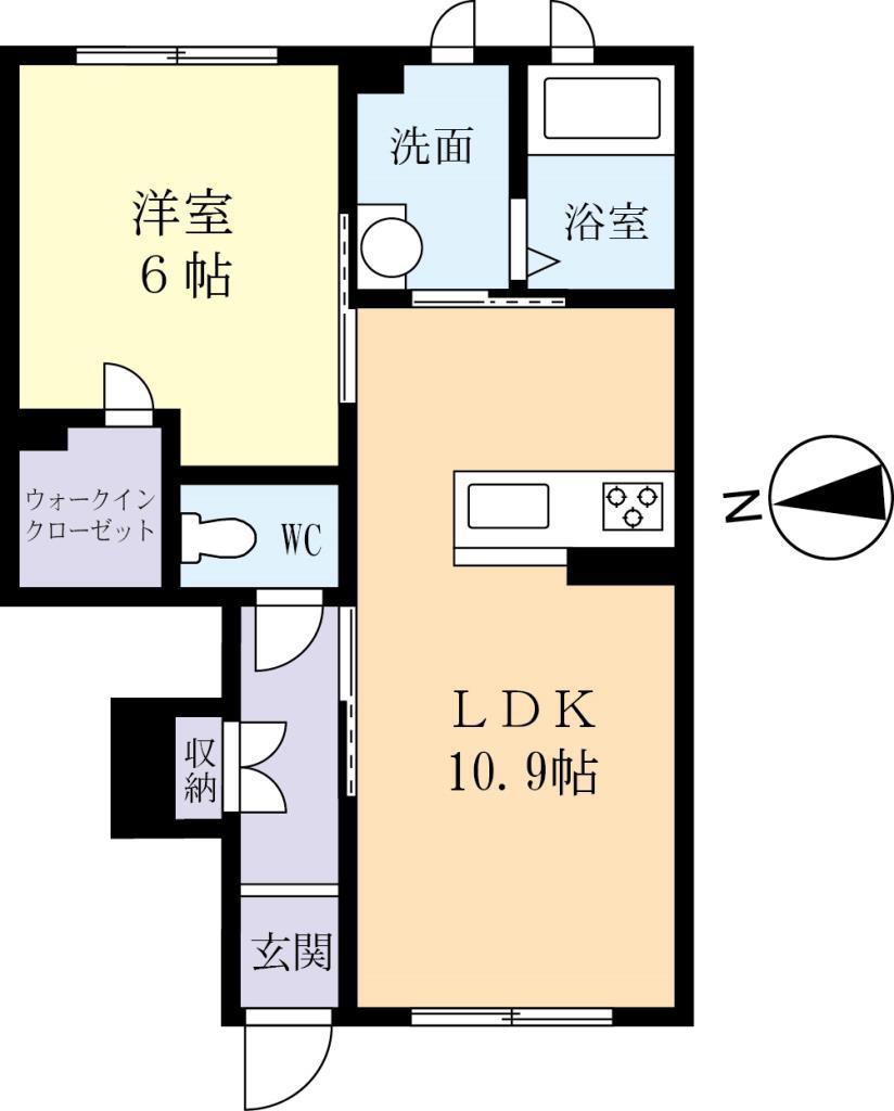 グレイスコート(1LDK/1階)の間取り写真
