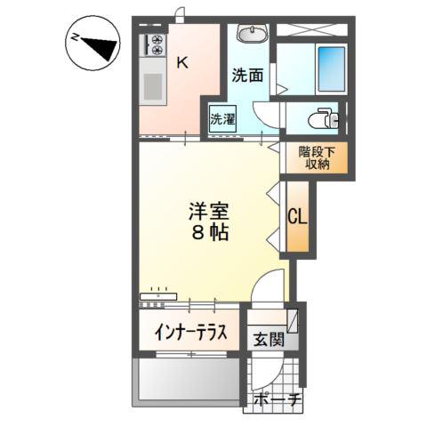 アリウス みなん(1K/1階)の間取り写真