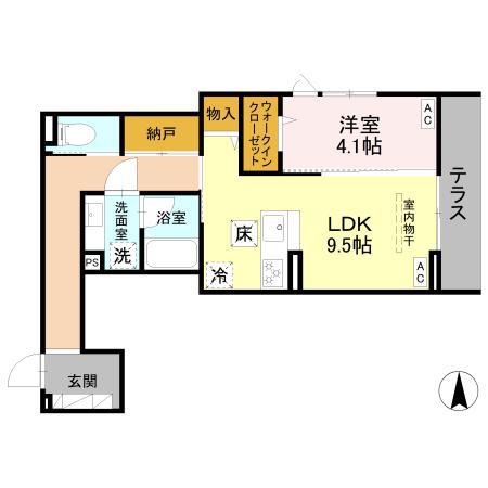 SAMPO(1LDK/1階)の間取り写真