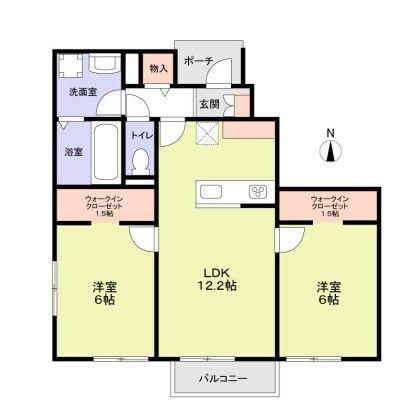 フォレストメゾンカーム(2LDK/1階)の間取り写真