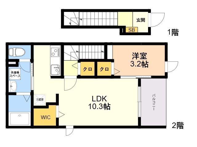 ボン シャオンスⅡ(1LDK/2階)の間取り写真